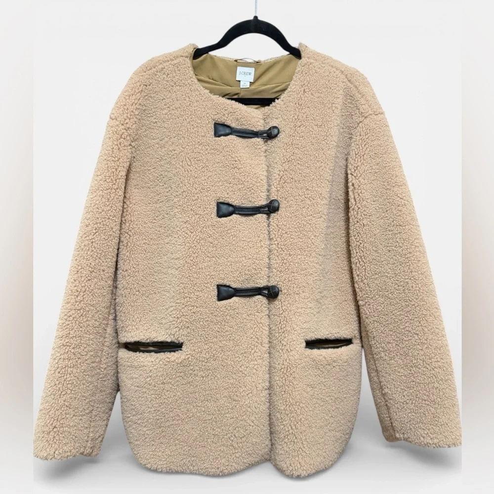 J. Crew Taupe Sherpa Toggle Jacket